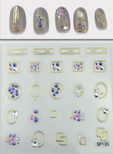 Load image into Gallery viewer, Plant Laser Abstract Lady Face Nail Decals Sliders Paper Art Decor Gel Polish Sticker Manicure Foils 3D Rhinestone Sticker Fun Nail Art Stickers Decal 3D Self-Adhesive Abstract Face Curve Graffiti Nail Design for Acrylic Nail Supplies