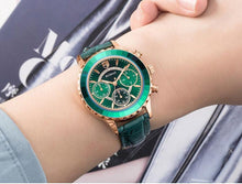Load image into Gallery viewer, Luxury Green Business Women Watches Quartz Fashion Leather Strap Waterproof Multifunctional Wristwatch For Women