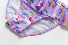 Load image into Gallery viewer, 3-16Y Cartoon Two-piece Girls Swimwear Ruffle Swimsuit Bikini Set One Shoulder Beachwear Princess Two Piece Bathing Suit Children Swimwear Girls Swimsuit Bikini Set