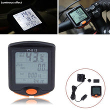 Load image into Gallery viewer, Black Mini Waterproof Bicycle Computer Wired Digital Multifunction Speedometer Waterproof Motion Sensor Bicycle Computer Odometer Cycling Multi Function Waterproof 4 Line Display With Backlight