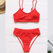 Load image into Gallery viewer, Swimwear Women Ribbed Bathing Suit Female Push Up Bikini Set Women's Bathing Suit Lace up Bikini Ribbed Two Piece Swimsuit Beachwear High Waist Bikini Women's Swimsuit