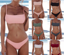 Load image into Gallery viewer, Push Up Bikini Set Swimsuits High Waist Swimwear Women Ribbed Bathing Suits Brazilian Bikinis Swimsuit for Women Bottom Triangle Bikinis Top Bathing Suit