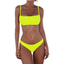 Load image into Gallery viewer, Push Up Bikini Set Swimsuits High Waist Swimwear Women Ribbed Bathing Suits Brazilian Bikinis Swimsuit for Women Bottom Triangle Bikinis Top Bathing Suit