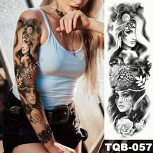 Load image into Gallery viewer, Full Arm Temporary Tattoos 8 Sheets and Half Arm Shoulder Waterproof Tattoos Elegant Large Lion Sleeve Sticker Tattoo Waterproof Temporary Big Wolf Tatoos For Men and Women