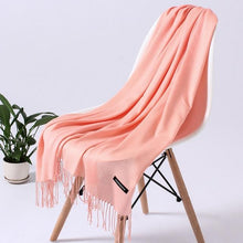 Load image into Gallery viewer, Luxury Fashion Winter Solid Colorful Soft Scarf Hijabs Tassels Long Warm Shawls Hijabs Lightweight Scarfs Scarves Cashmere Elegant Hijabs Scarves Wraps For Women