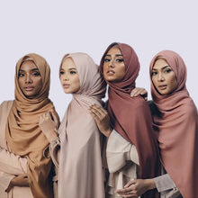 Load image into Gallery viewer, Fashion Soft Long Plain High Quality Premium Heavy Lightweight Elegant Chiffon Hijab Scarf Scarves Hijabs Lightweight Islamic Head Wear Escharpe Shawls Long Shawls For Women