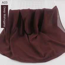 Load image into Gallery viewer, Fashion Soft Long Plain High Quality Premium Heavy Lightweight Elegant Chiffon Hijab Scarf Scarves Hijabs Lightweight Islamic Head Wear Escharpe Shawls Long Shawls For Women