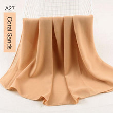 Load image into Gallery viewer, Fashion Soft Long Plain High Quality Premium Heavy Lightweight Elegant Chiffon Hijab Scarf Scarves Hijabs Lightweight Islamic Head Wear Escharpe Shawls Long Shawls For Women