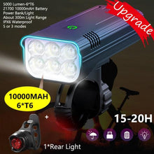 Load image into Gallery viewer, 10000mAh Bike Light USB Rechargeable 5000 Lumens Bike Headlight LED Super Bright Front Lights And Back Rear Light Set For Night Riding Bicycle Lights Front And Back Rechargeable With 3 Modes