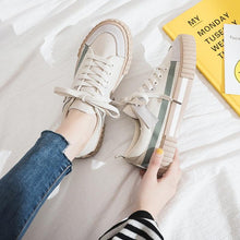 Load image into Gallery viewer, Womens New Spring Fashion Canvas Casual Flats Striped Vulcanize Fashion Style Sneakers Low-Cut Trainers Canvas Flat Sneakers Casual Slip On Canvas Comfortable Design
