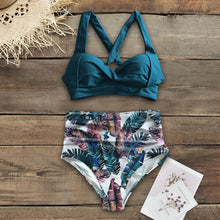 Load image into Gallery viewer, High Waist Bikinis New Halter Swimwear Women Swimsuit Female Bikini Set Print Bathing Suit Summer Two Piece Bikini Swimsuit for Women High Waist Halter Wrap Bathing Suits with Bikini Bottom