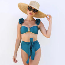 Load image into Gallery viewer, Two-Pieces Women Push-Up Padded Bra Ruffles Bandage Bikini Set Swimsuit Women's Bathing Suits Ruffles Flounce Bikini Sets Low Rise Two Piece Swimsuit Swimwear Bathing Suit Beachwear