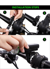 Load image into Gallery viewer, Front Bicycle Light USB Rechargeable LED Bike Light Waterproof Cycling Headlight Climbing Safety Flashlight Lamps Bike Light Super Bright Bicycle Light Easy To Install Fits All Bikes Headlights With Modes