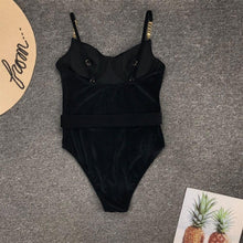 Load image into Gallery viewer, Luxury Black Female Swimsuit Vintage One Piece Ruffled Push Up Tummy Control Swimwear Halter One Piece Slimming Retro Swimsuit Women's Plus Size Push Up Bathing Suit Solid Red Swimwear Women Padded Bathing Suits
