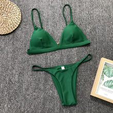 Load image into Gallery viewer, Colors Solid Bikini Set Push Up Swimwear Two Piece Swimsuit Swimwear Halter String Triangle Bikini Sets Women Swimsuit Low Waist Halter Two Pieces Bathing Suit