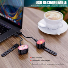 Load image into Gallery viewer, 4 Modes 350mAh USB Road Bicycle Headlight Rechargeable Cycling Taillight LED Bike Front Light Head Lamp Ultra Bright Front And Back Rear Bicycle Light Combo IPX4 Waterproof Mountain Road Helmet Cycle Headlight And Taillight Set