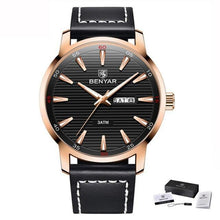 Load image into Gallery viewer, New Black Casual Fashion Simple Men's Watch Analog Quartz Waterproof Luxury Leather Strap Men Elegant Watch