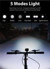 Load image into Gallery viewer, Front Bicycle Light USB Rechargeable LED Bike Light Waterproof Cycling Headlight Climbing Safety Flashlight Lamps Bike Light Super Bright Bicycle Light Easy To Install Fits All Bikes Headlights With Modes