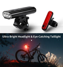 Load image into Gallery viewer, Front Bicycle Light USB Rechargeable LED Bike Light Waterproof Cycling Headlight Climbing Safety Flashlight Lamps Bike Light Super Bright Bicycle Light Easy To Install Fits All Bikes Headlights With Modes