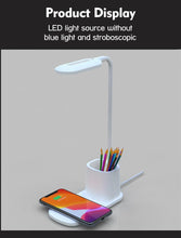Load image into Gallery viewer, Touch Dimmable LED Desk Lamp 10W Wireless Charging/USB Charging Table Light for Children Kids Reading Study Bedside Bedroom Decorative Table Lamp Cute Study Lamps for Bedroom Décor