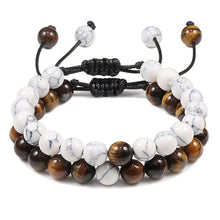 Load image into Gallery viewer, Black Lava Stone Crown Charm Tiger Eye Beads Bracelet For Men Women Braided Bracelets Handmade Adjustable Couple Distance Bracelets Lava Stone Beads Essential Oil Diffuser Adjustable Bracelet With King Queen Crown Charm