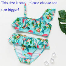 Load image into Gallery viewer, Teenager Girls Swimwear Two pieces Girls Swimsuit High quality Kids Bikini Sets Children Beach Wear Girls Two Piece Bikini Swimsuits Striped Ruffle Swimwear Bathing Suit Set
