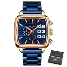 Load image into Gallery viewer, Elegant Business Square Mens Watch Multifunctional Waterproof Stainless Steel Design Big Wrist Watch