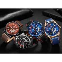 Load image into Gallery viewer, Elegant Black Quartz Men's Watch Fashion Leather Strap Luxury Calendar Design Luminous Analog Unique Design Wristwatches