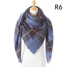 Load image into Gallery viewer, Winter Warm Soft Bandana Plaid Warm Headwear Triangle Scarves Scarf Cashmere Scarf Knit Wraps Shawls Hijabs Shawls Escharpe Elegant Cashmere Scarf Head Wrap Bandana Blanket Shawls Wraps For Female