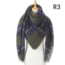 Load image into Gallery viewer, Winter Warm Soft Bandana Plaid Warm Headwear Triangle Scarves Scarf Cashmere Scarf Knit Wraps Shawls Hijabs Shawls Escharpe Elegant Cashmere Scarf Head Wrap Bandana Blanket Shawls Wraps For Female
