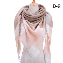 Load image into Gallery viewer, Winter Warm Soft Bandana Plaid Warm Headwear Triangle Scarves Scarf Cashmere Scarf Knit Wraps Shawls Hijabs Shawls Escharpe Elegant Cashmere Scarf Head Wrap Bandana Blanket Shawls Wraps For Female
