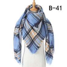 Load image into Gallery viewer, Winter Warm Soft Bandana Plaid Warm Headwear Triangle Scarves Scarf Cashmere Scarf Knit Wraps Shawls Hijabs Shawls Escharpe Elegant Cashmere Scarf Head Wrap Bandana Blanket Shawls Wraps For Female