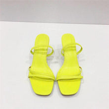 Load image into Gallery viewer, Colorful Women Sandals Slides Slippers Square Open Toe Slip On Thin Mid Heels Pumps Casual Narrow Band Open Toe Sandals Flip Flops Slip On Fashion Dress Heels Back High Heel Slide Slipper