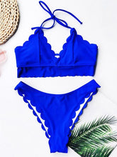Load image into Gallery viewer, Summer Blue Bikini Women Swimwear Female Swimsuit Women’s Floral Print Lace-up Strapless Padded Comfortable Swimwear Bathing Suit Two-pieces Bikini Set Knotted Bathing Swim Suit