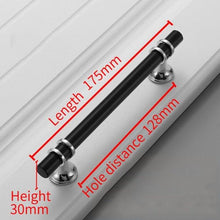 Load image into Gallery viewer, Aluminum Alloy Black Gold Door Handle Wardrobe Kitchen Cabinet Drawer Solid Handle Furniture Handle European Modern Hardware Modern Furniture Cupboard Door Drawer Handles