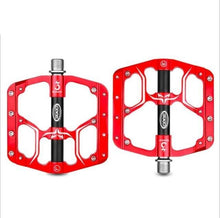 Load image into Gallery viewer, Wide Flat Mountain Road Cycling Bicycle Bike Pedal 3 Sealed Bearings 9/16 in Aluminum With Removable Antiskid Cleats Mountain Bike Pedal Platform Flat Bicycle Pedals Aluminum Alloy Non-Slip Metal Bike Pedals With 3 Bearings For Road