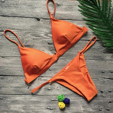 Load image into Gallery viewer, Push Up Bikini Set Swimsuits High Waist Swimwear Women Ribbed Bathing Suits Brazilian Bikinis Swimsuit for Women Bottom Triangle Bikinis Top Bathing Suit