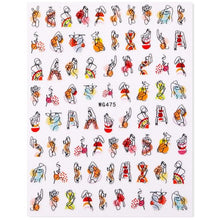 Load image into Gallery viewer, Sexy Lady Shaped 3D Nail Stickers Character Face Image Leaves Flower Decals Slider Black White Nail Art Decoration Manicure Decoration Nail Art Supplies 3D Self-Adhesive Nail Decals Designer Nail Stickers for Acrylic Nails