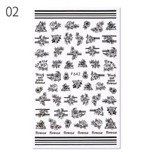Load image into Gallery viewer, Sexy Lady Shaped 3D Nail Stickers Character Face Image Leaves Flower Decals Slider Black White Nail Art Decoration Manicure Decoration Nail Art Supplies 3D Self-Adhesive Nail Decals Designer Nail Stickers for Acrylic Nails