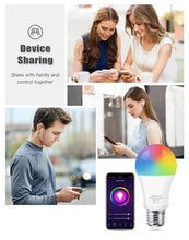 Load image into Gallery viewer, Smart Light Bulb E27 LED Lamp RGB+White+Warm White Work With Alexa Google Home Dimmable Timer Function RGB LED Bulb Bulb-Timer Sunrise Sunset Dimmable Multicolo Warm White No Hub Required Compatible With Alexa Google Home Assistant