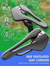 Load image into Gallery viewer, Leather Bike Saddle Road Bike Front Seat Cycling Saddles For Mens Breathable Hollow Cushion Bicycle Saddle Comfort Bike Saddle Ergonomic Waterproof Bicycle Seat For Road Bike Mountain Bike Seats