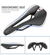 Load image into Gallery viewer, Leather Bike Saddle Road Bike Front Seat Cycling Saddles For Mens Breathable Hollow Cushion Bicycle Saddle Comfort Bike Saddle Ergonomic Waterproof Bicycle Seat For Road Bike Mountain Bike Seats