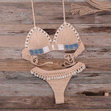Load image into Gallery viewer, Tassel Knit Crochet Bikini Women Swimwear Female Swimsuit Two-piece Bikini Set Unique Bathing Suit Swim Women's Crochet Lace V Neck High Waist Bikini Set Two Pieces Swimsuit