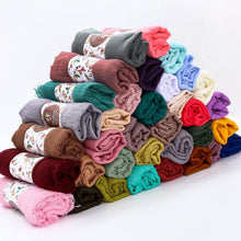 Load image into Gallery viewer, Light Soft Fashion Solid Scarf Crinkle Cotton Linen Wrap Shawl Hijab Muslim Woman Shawls Turban Islamic Clothing Head Wrap For Women