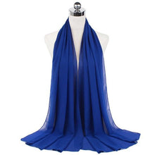 Load image into Gallery viewer, Luxury Fashion Long Soft Solid Chiffon Scarf Head Wrap Echarpe Shawl Lightweight Headscarf Instant Ready To Wear Elegant Hijab Scarf Wrap Muslim Shawl Islamic Hijabs Arab Wrap Head Scarves For Women