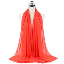 Load image into Gallery viewer, Luxury Fashion Long Soft Solid Chiffon Scarf Head Wrap Echarpe Shawl Lightweight Headscarf Instant Ready To Wear Elegant Hijab Scarf Wrap Muslim Shawl Islamic Hijabs Arab Wrap Head Scarves For Women