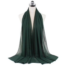 Load image into Gallery viewer, Luxury Fashion Long Soft Solid Chiffon Scarf Head Wrap Echarpe Shawl Lightweight Headscarf Instant Ready To Wear Elegant Hijab Scarf Wrap Muslim Shawl Islamic Hijabs Arab Wrap Head Scarves For Women