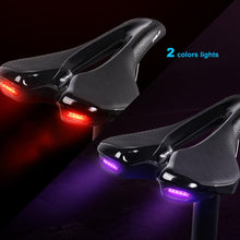 Load image into Gallery viewer, Road Bike Saddle Bicycle Seat With Warning Taillight USB Charging Mountain Cycling Racing PU Breathable Soft Seat Cushion Comfortable Bicycle Seat With Central Relief Zone Ergonomics Design Exercise Bike Seat