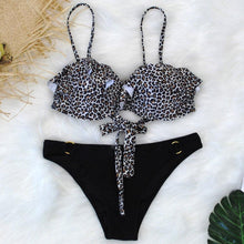 Load image into Gallery viewer, Female Two Piece Swimsuit Low Waist Bikini Floral Printing Swimwear Push Up Bathing Suit Detachable Padded Push Up Striped Bikini Set Two Piece Swimsuit Ladies Vintage Lace Bikini Sets Beach Swimwear