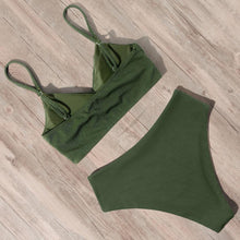 Load image into Gallery viewer, Swimwear Women Ribbed Bathing Suit Female Push Up Bikini Set Women's Bathing Suit Lace up Bikini Ribbed Two Piece Swimsuit Beachwear High Waist Bikini Women's Swimsuit